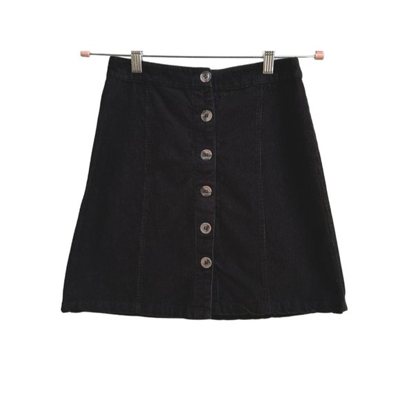 Japna Women's Black Corduroy Button Front Mini Skirt Size XS - Picture 1 of 6